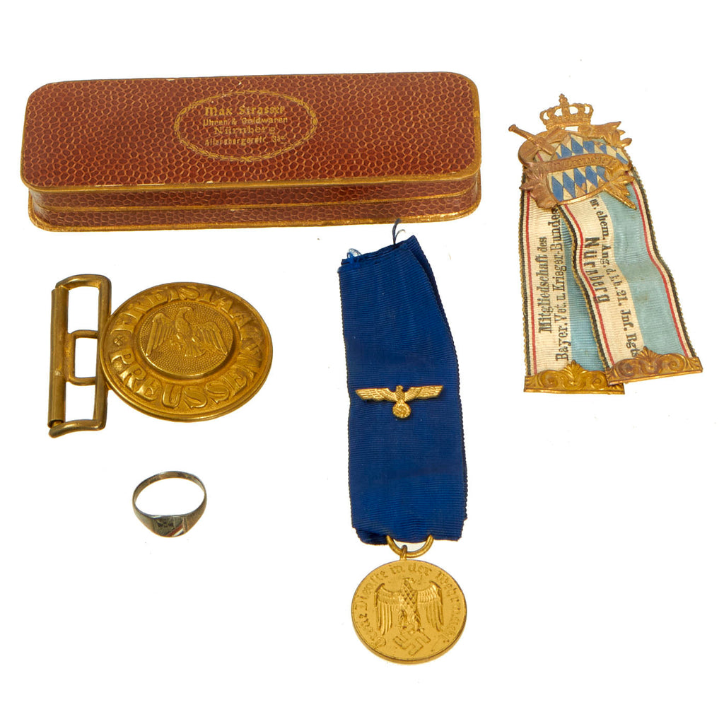 Original German WWI and WWII Medal, Insignia and Ring Lot - 4 Items Original Items