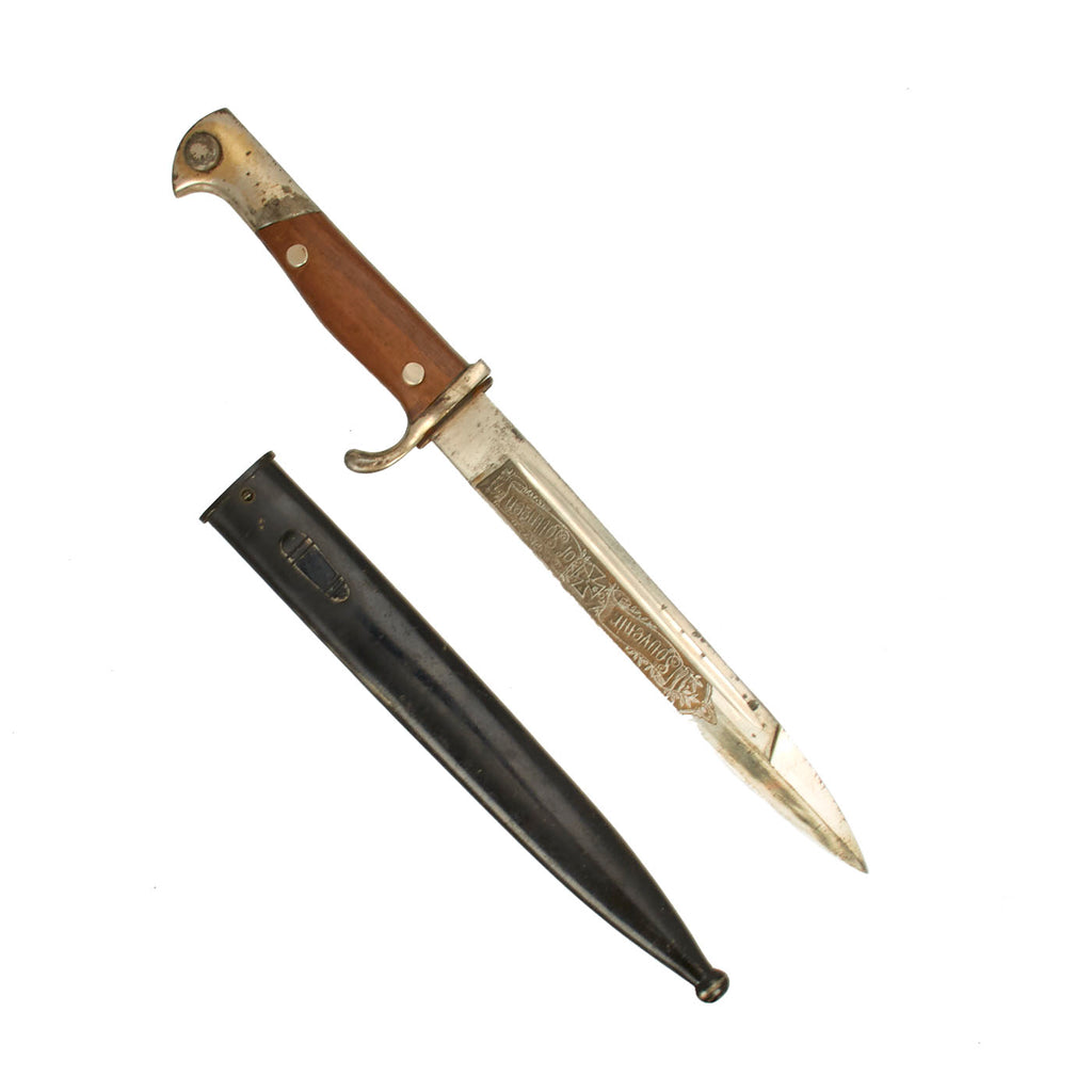 Original German WWI Era Short 98k Dress Bayonet etched "Souvenir of Solingen" with Scabbard Original Items