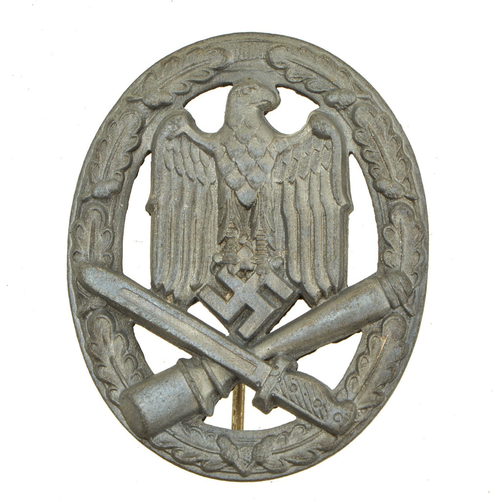 Original German WWII Silver Grade Solid Back General Assault Badge Original Items