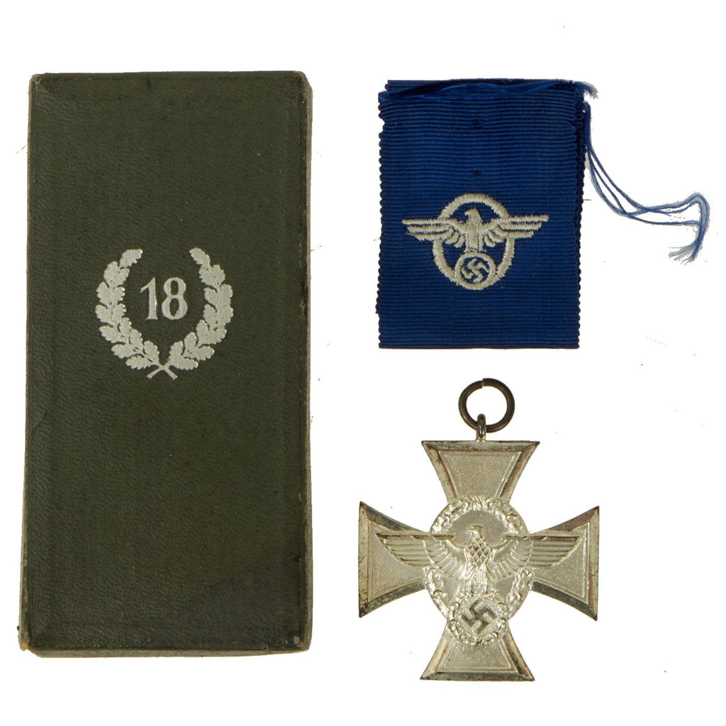 Original German WWII Cased Police Long Service Cross Award Second Class - 18 Years Service Original Items
