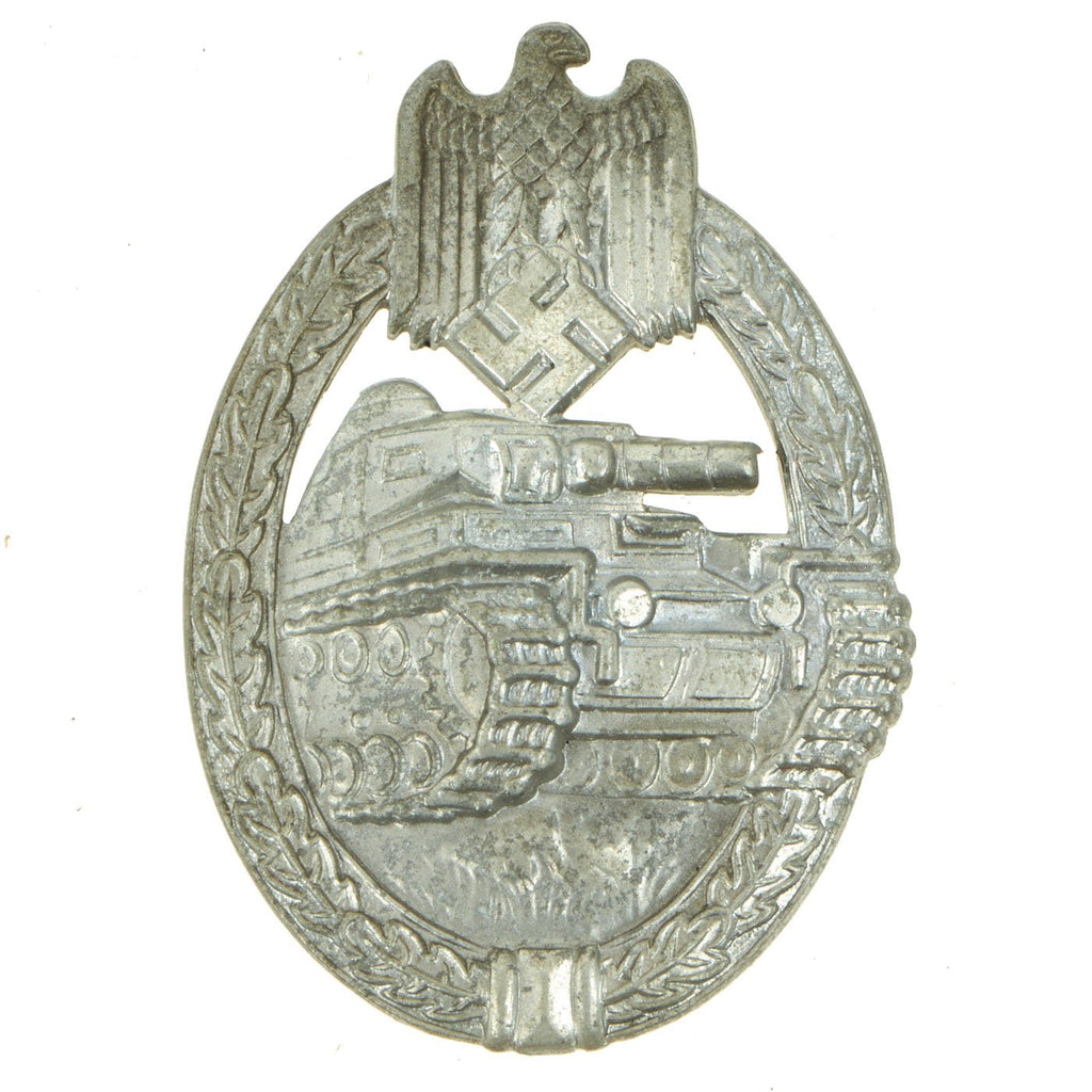 Original German WWII Silver Grade Panzer Assault Tank Badge - Solid Back Version Original Items