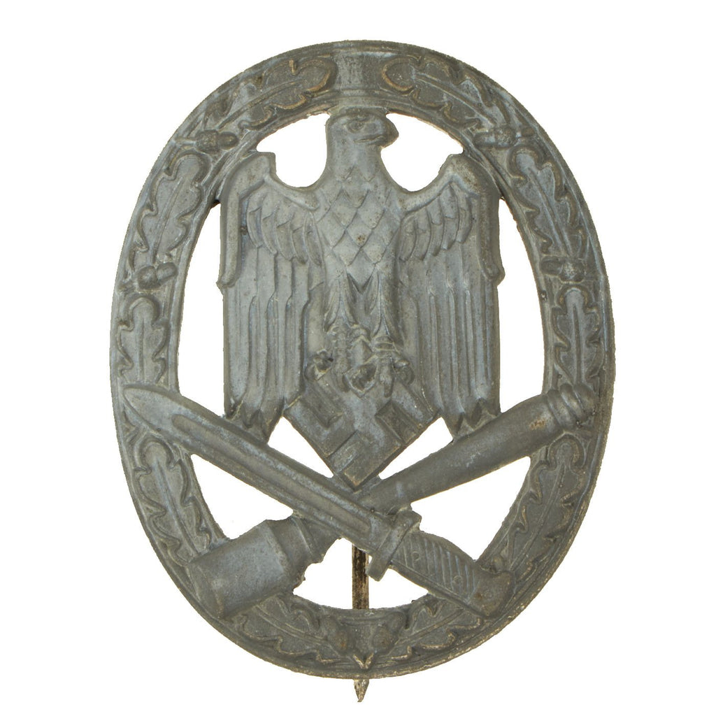 Original German WWII Silver Grade Solid Back General Assault Badge - Unmarked Original Items