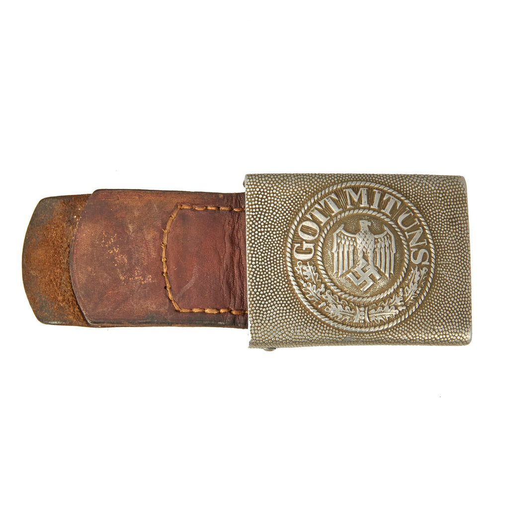 Original German Pre-WWII Army Heer EM/NCO Pebbled Aluminum Belt Buckle by Noelle & Hueck dated 1938 Original Items