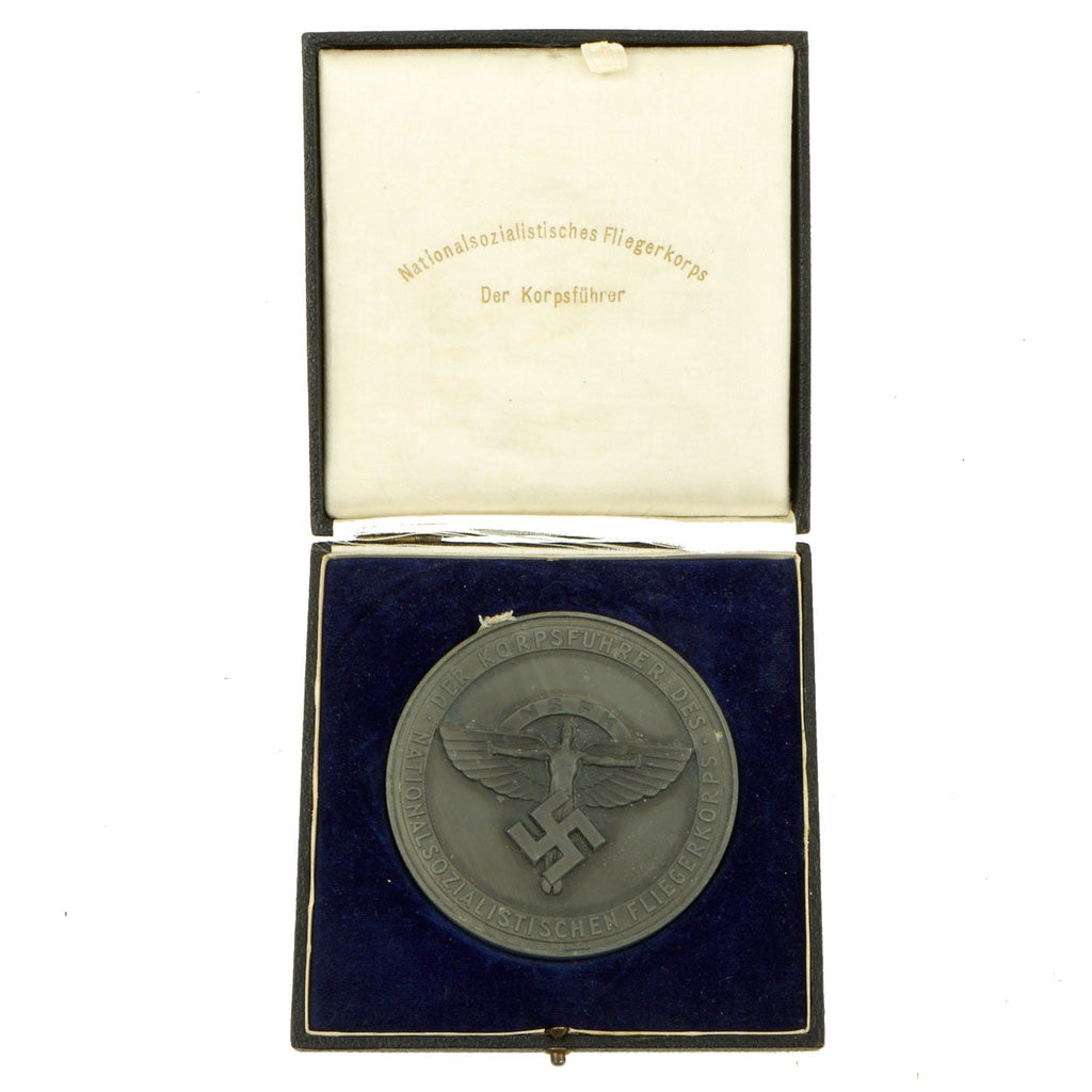 Original German WWII NSFK 1944 Indoor Flight Model Winner Presentation Table Medal in Case Original Items