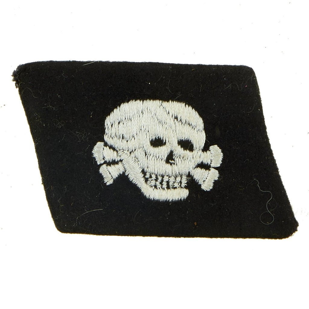 Original German WWII Unissued 3rd SS Panzer Division Death's Head Totenkopf Collar Tab - Schutzstaffel Original Items