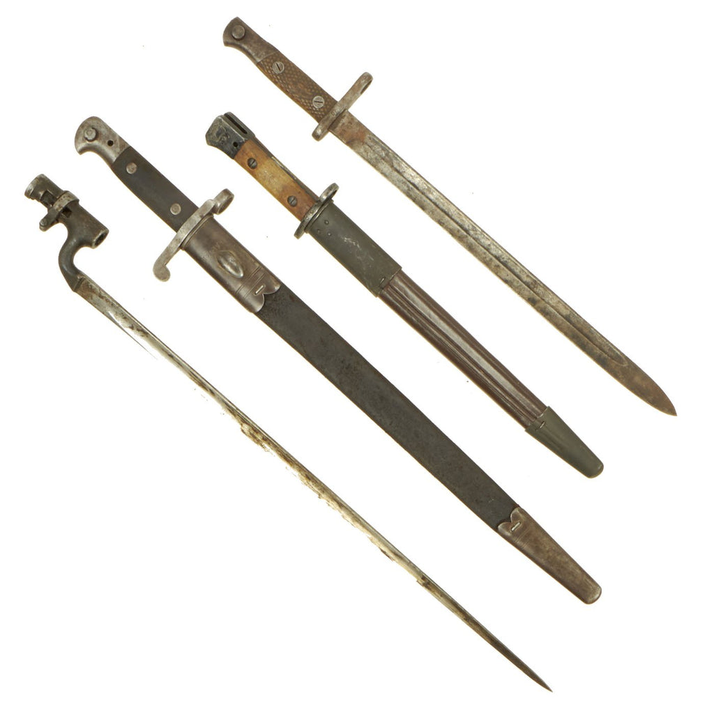 Original Lot of Bayonets with Scabbards - Various Countries - Set of 4 Original Items