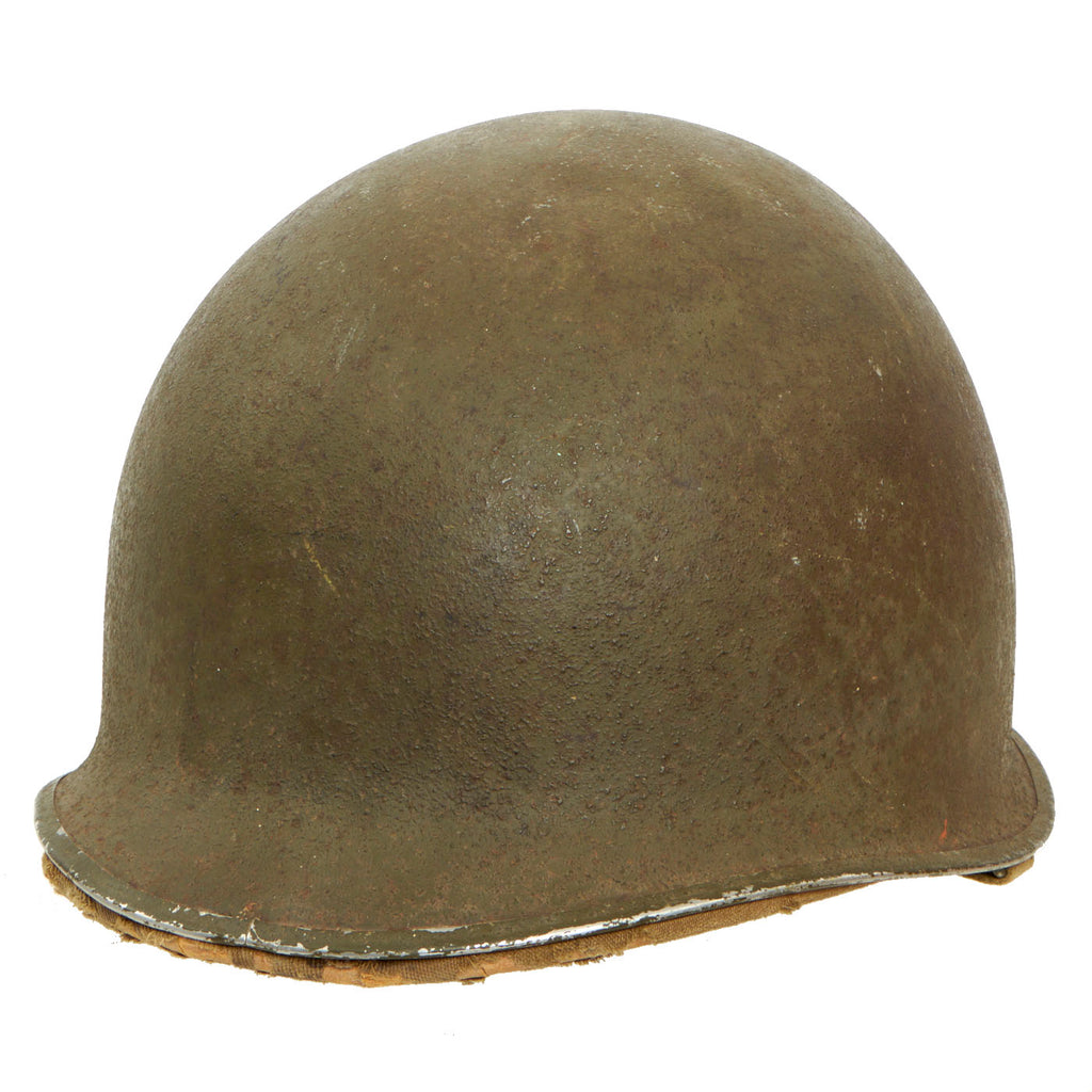Original U.S. WWII 1941 McCord M1 Front Seam Fixed Bale Helmet with Rare Hawley Paper Liner Original Items