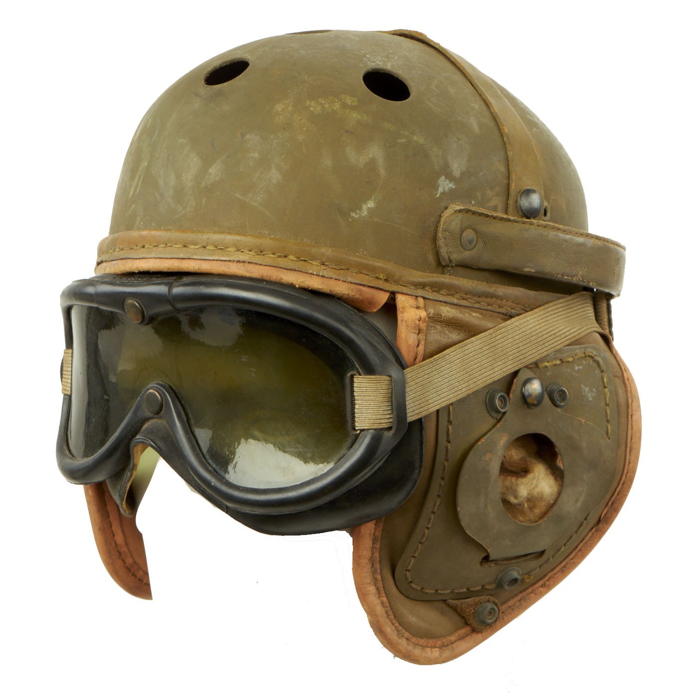 Original U.S. WWII M38 Tanker Helmet by Rawlings with M-1944 Polaroid – International Military Antiques