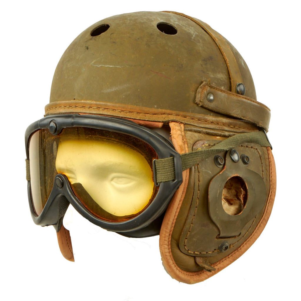 Original U.S. WWII M38 Tanker Helmet by Rawlings with Goggles - Size 7 1/8 Original Items