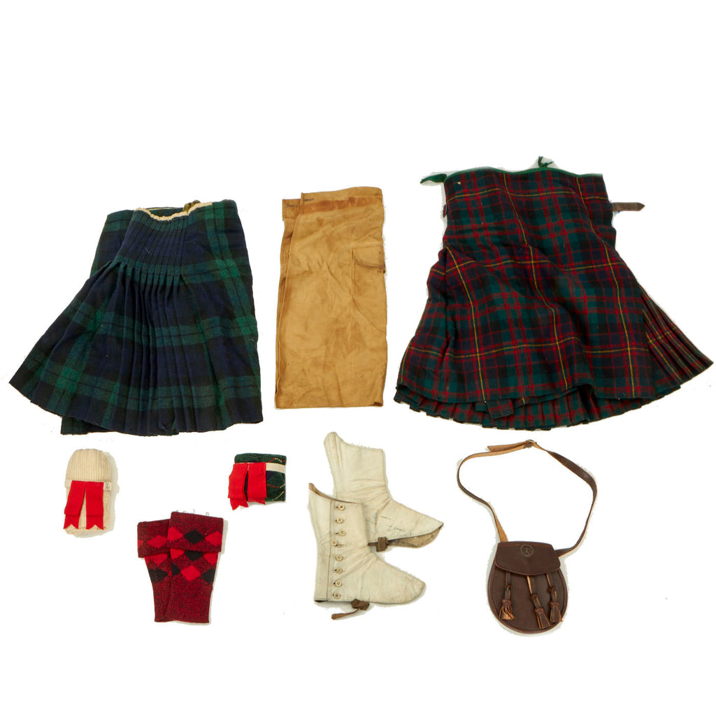 Original Scotland WWII Era Tartan Kilts for the Black Watch and Queens Own Cameron Highlanders with Accessories Original Items