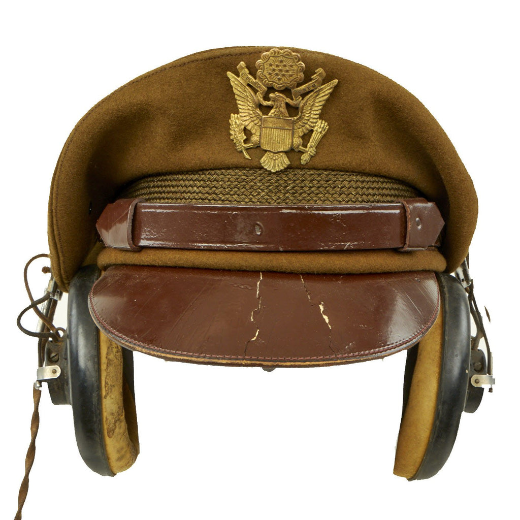 Original U.S. WWII USAAF Pilot Crush Cap with ANB-H-1 Receivers Headset Original Items