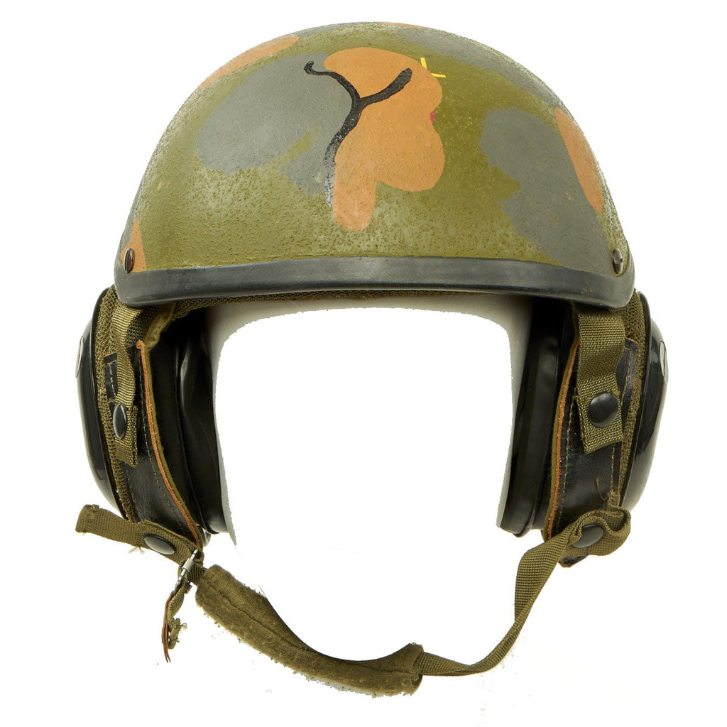 Original U.S. Cold War Combat Vehicle Crew CVC Gentex DH-178 Helmet with Personalized Camouflage - Dated 1979 Original Items