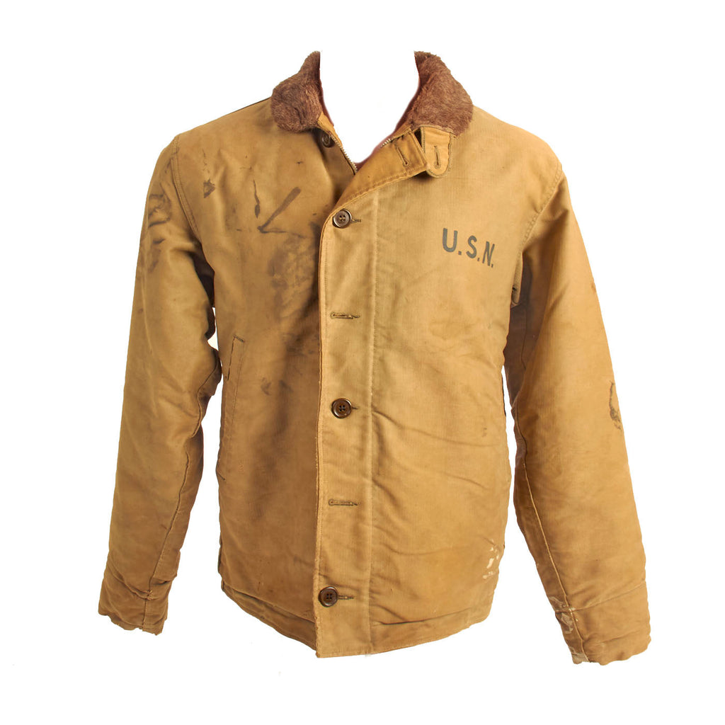 Original U.S. WWII Named N-1 Navy Deck Jacket - Size 38 Original Items