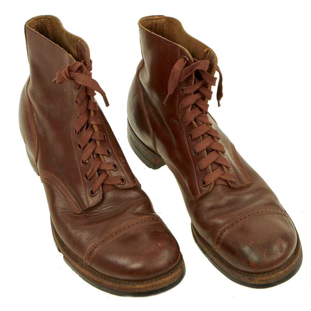 Original U.S. WWII 1942 Dated GI Cap Toe Type II Composition Sole Service Shoes - Size 9 Original Items