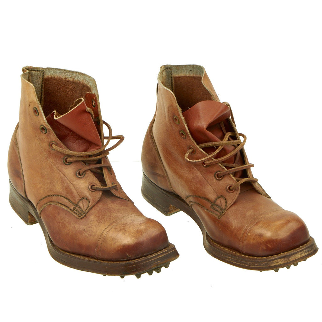 Original Pair of Unissued WWII Australian Pattern 10085 Boots with Brass "Jungle Cleats" & Trees - dated 1944 Original Items