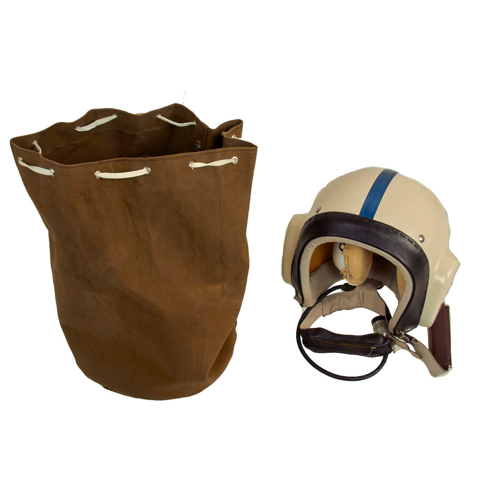 Original Eastern Bloc Cold War Era Helicopter Pilot Helmet With Throat Mic, Comms and Carry Bag Original Items