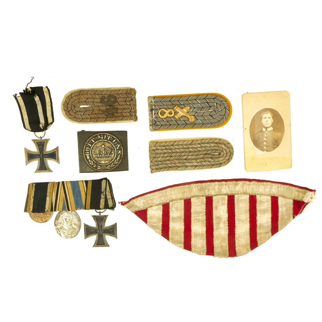 Original Imperial German WWI Insignia & Belt Buckle Grouping with Medal Bar - Two EKII Original Items