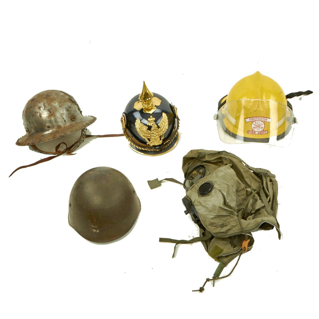 Original Post War Military Helmet and Gas Mask Lot - Set of 5 Original Items