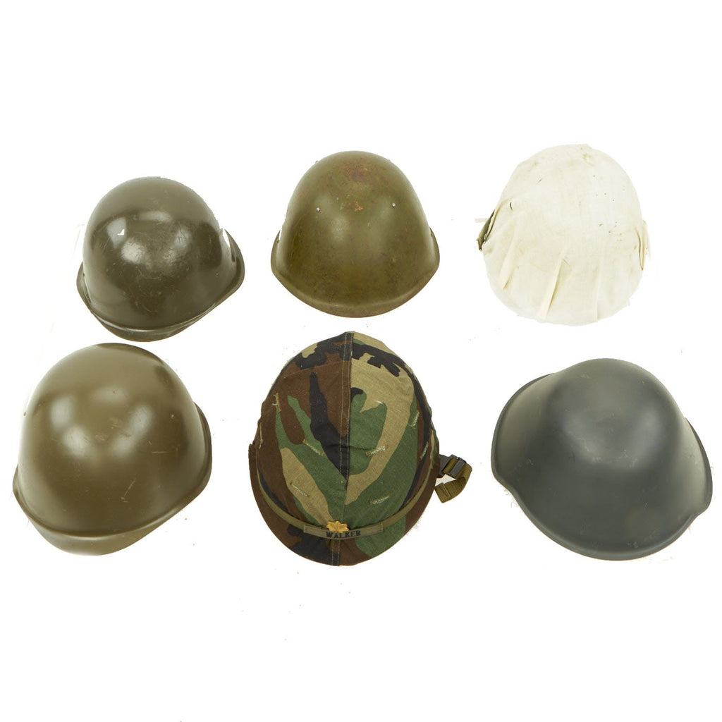 Original Post WWII Military Helmet Lot - Set of 6 Original Items