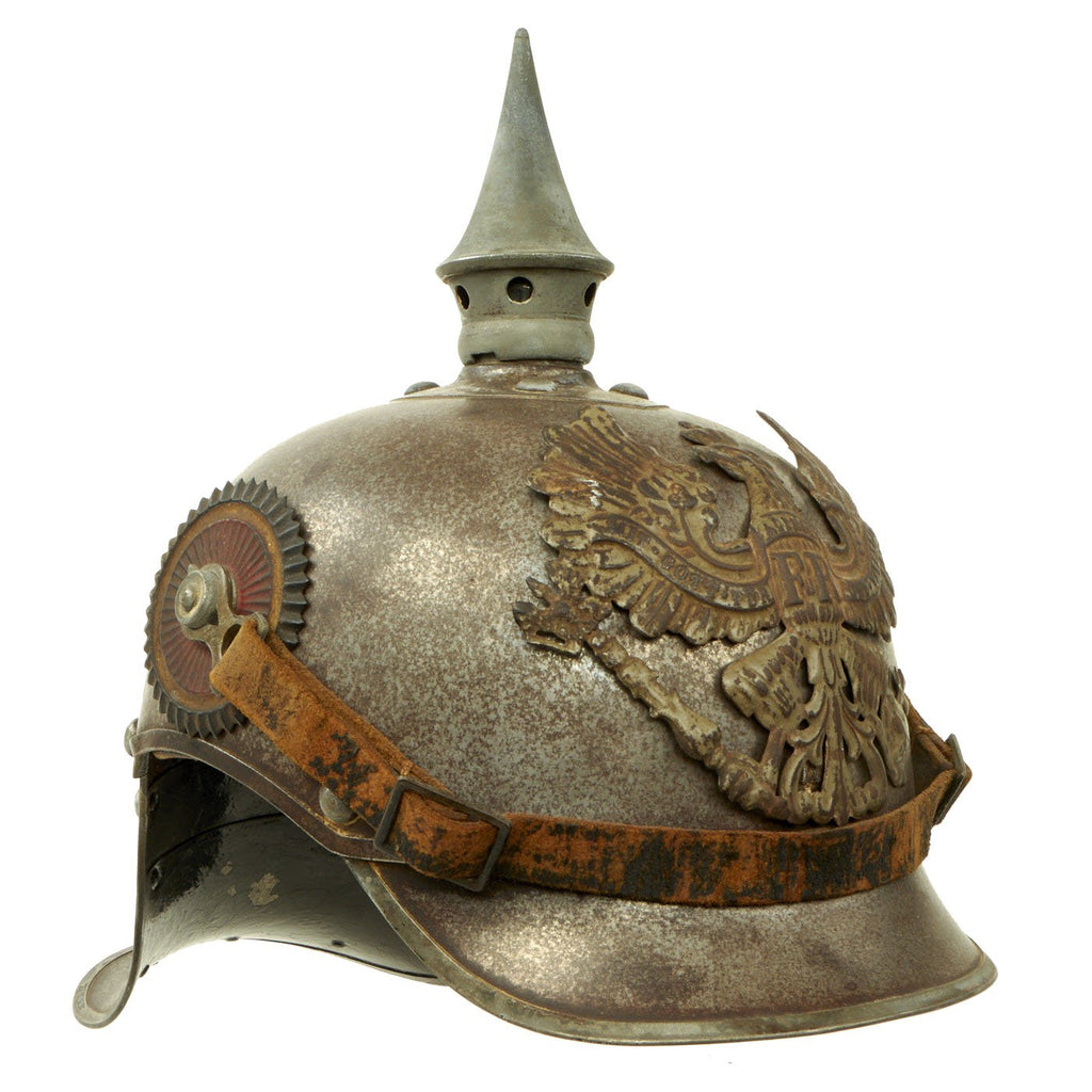 Original Imperial German WWI Prussian M1915 Line Kürassier Lobster Tail Pickelhaube Helmet by C.E. Juncker - dated 1916 Original Items