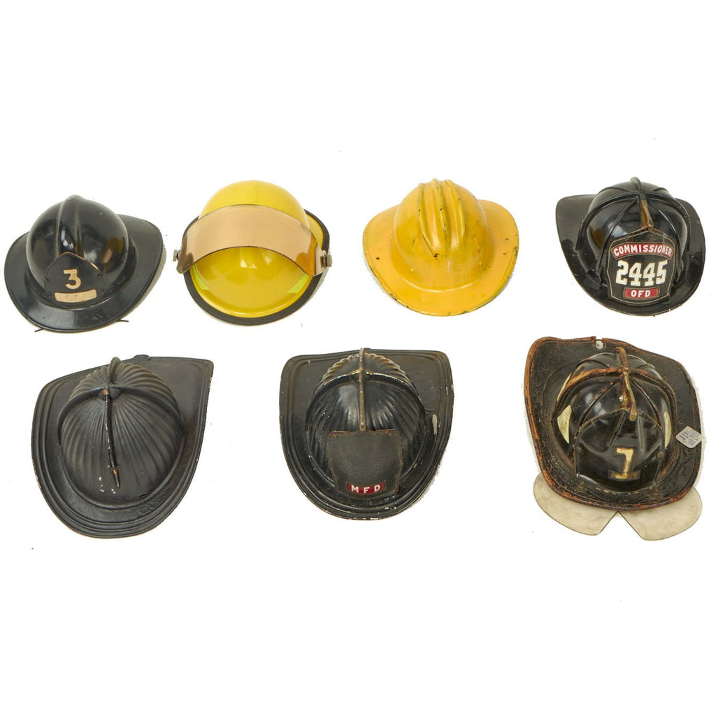 Original Fire Fighter Helmet Lot - Set of 7 Original Items