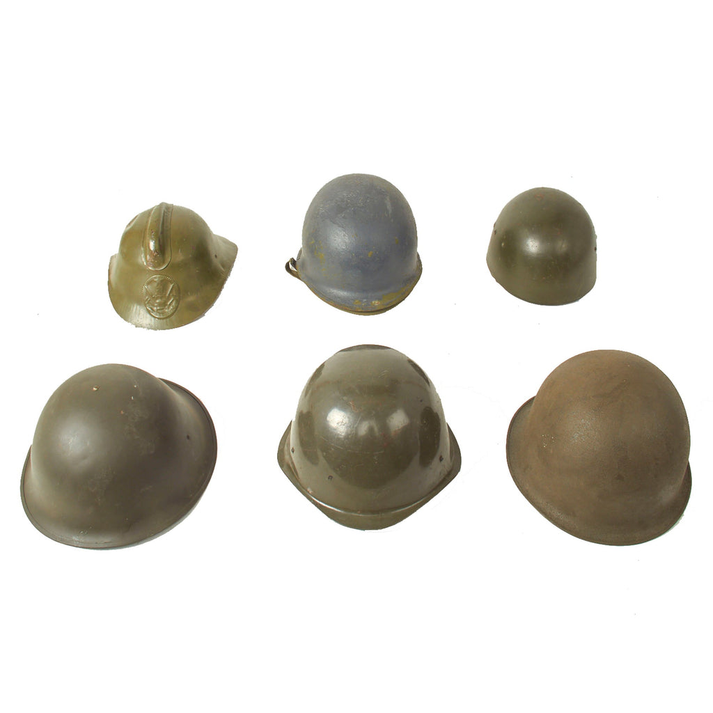 Original U.S. & European Helmet Lot Complete With Liners - 6 Items Original Items