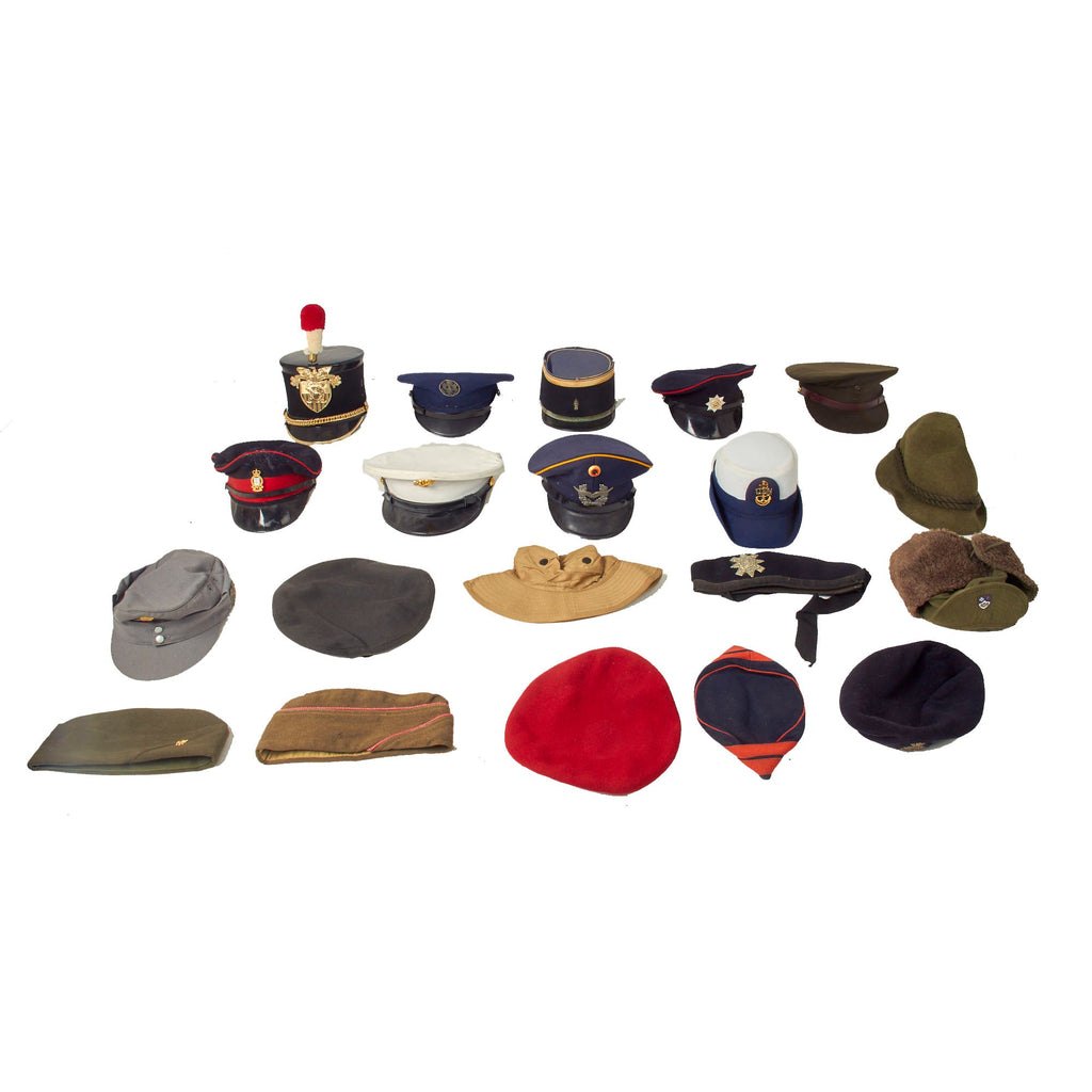 Original Post WWII American and European Military and Police Caps and Peaked Visor Lot - 20 Items Original Items