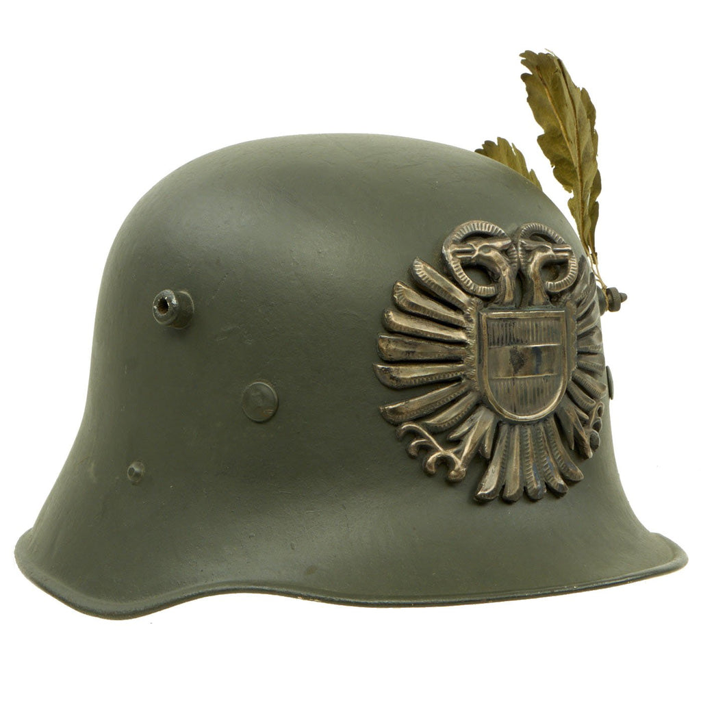 Original WWI Austro-Hungarian M17 Steel Helmet Restored with Replica Badge & Liner - Size 66 Shell Original Items