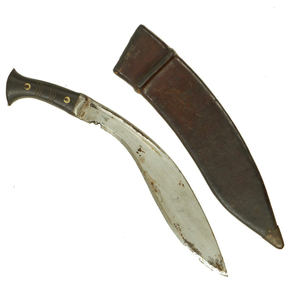 Original British WWII 1943 Dated MkII Pattern Kukri by ATD in Personalized Hard Leather Scabbard Original Items