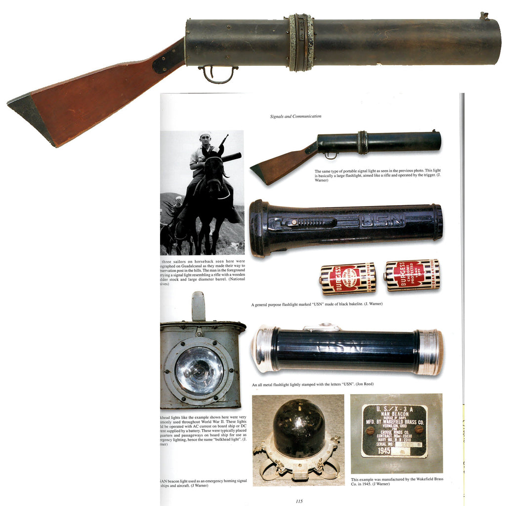 Original U.S. WWII Navy Rare Morse Code Signal Light Gun - As Seen In Book Original Items