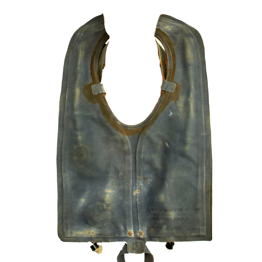 Original U.S. WWII Navy USN USMC Mae West Inflatable Life Preserver Vest Dated 1945 Original Items