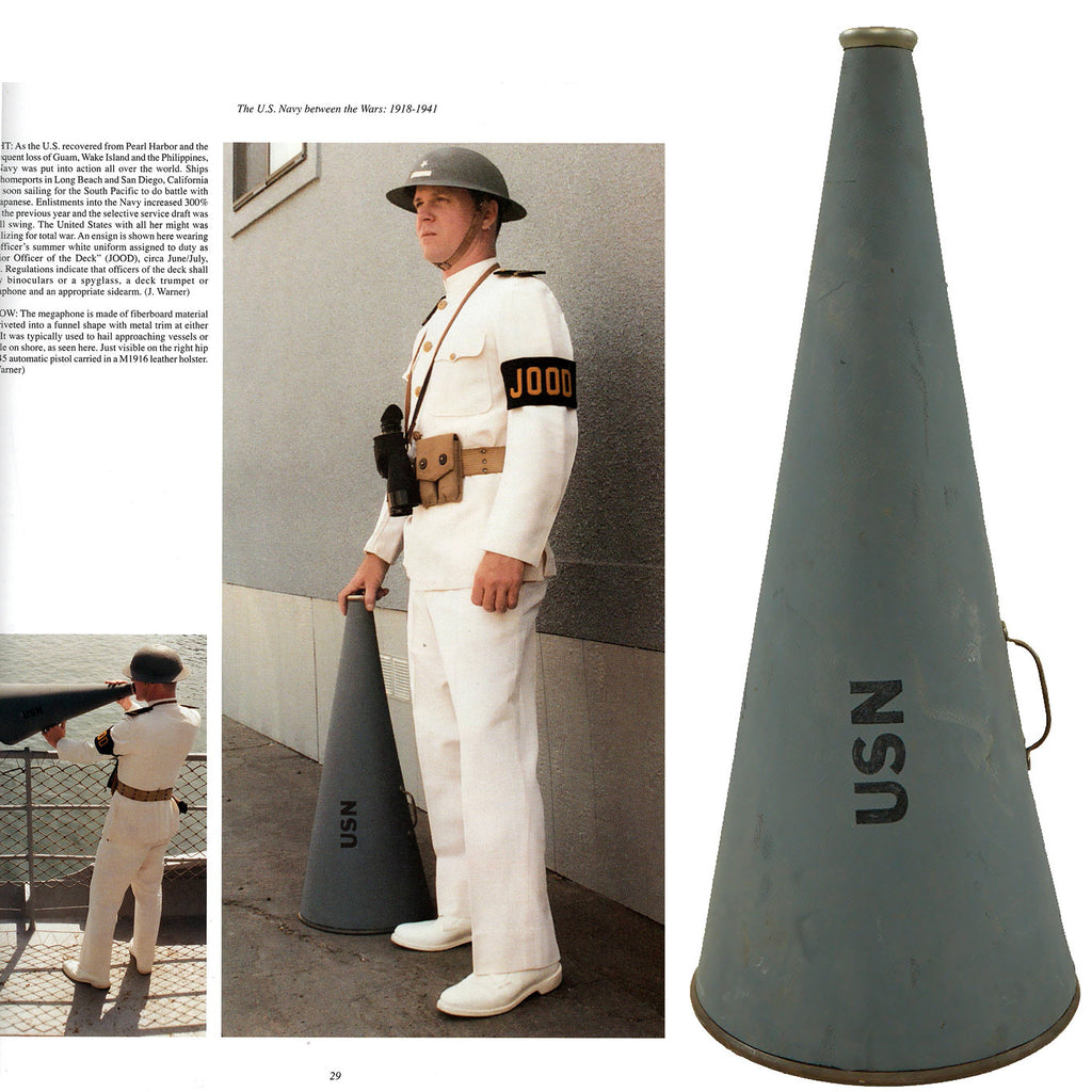 Original U.S. WWII Navy Fiberboard Megaphone Marked USN - As Seen In Book Original Items