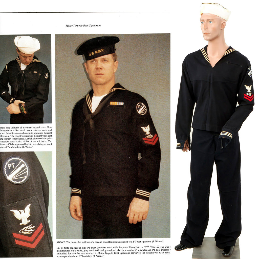 Original U.S. WWII Navy Radioman 2nd Class Assigned to PT Boat Squadron Dress Blue Uniform Jumper - As Seen in Book Original Items