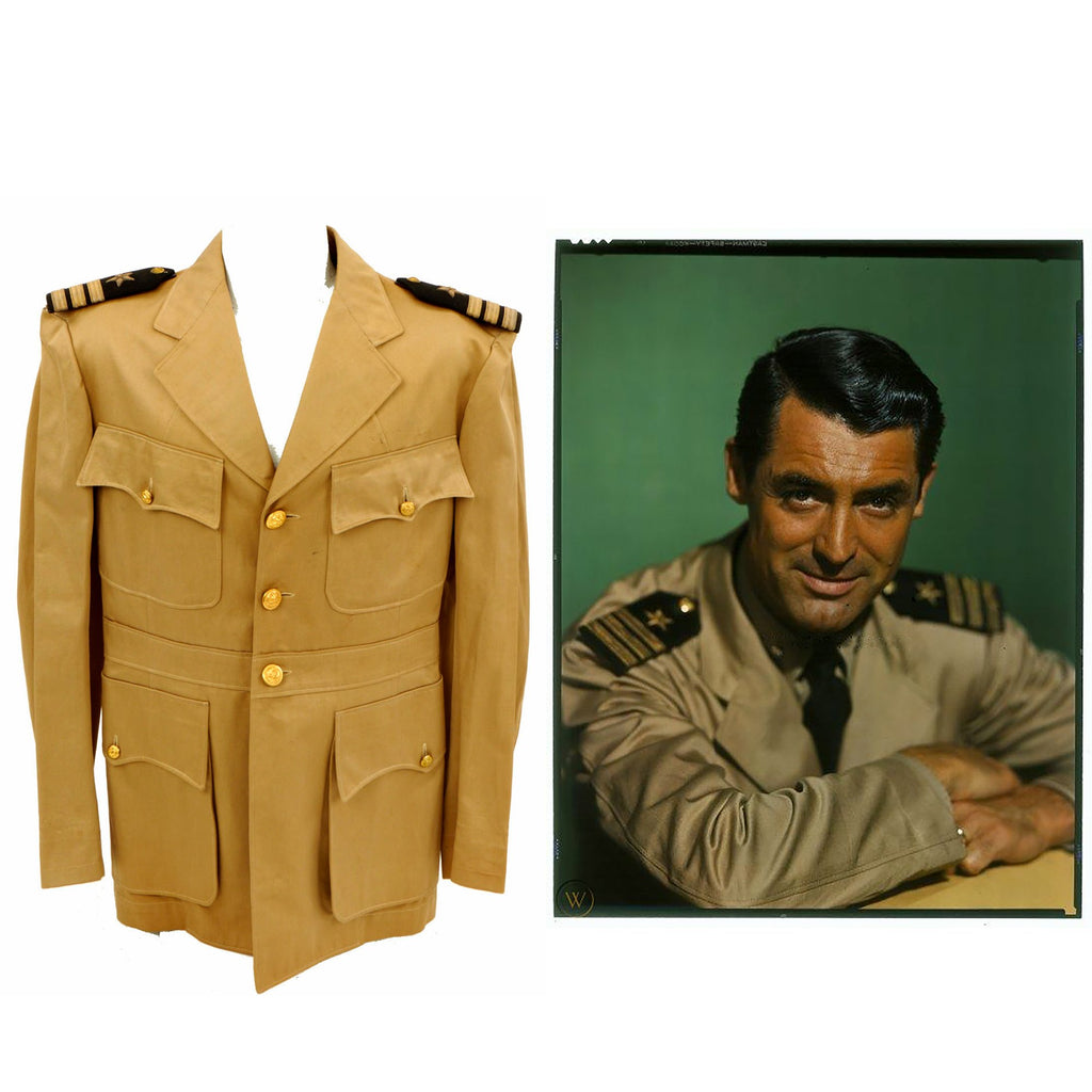 Original U.S. WWII Actor Cary Grant Navy Officer Khaki Service Costume Coat from 1943 Film Destination Tokyo - Published Original Items