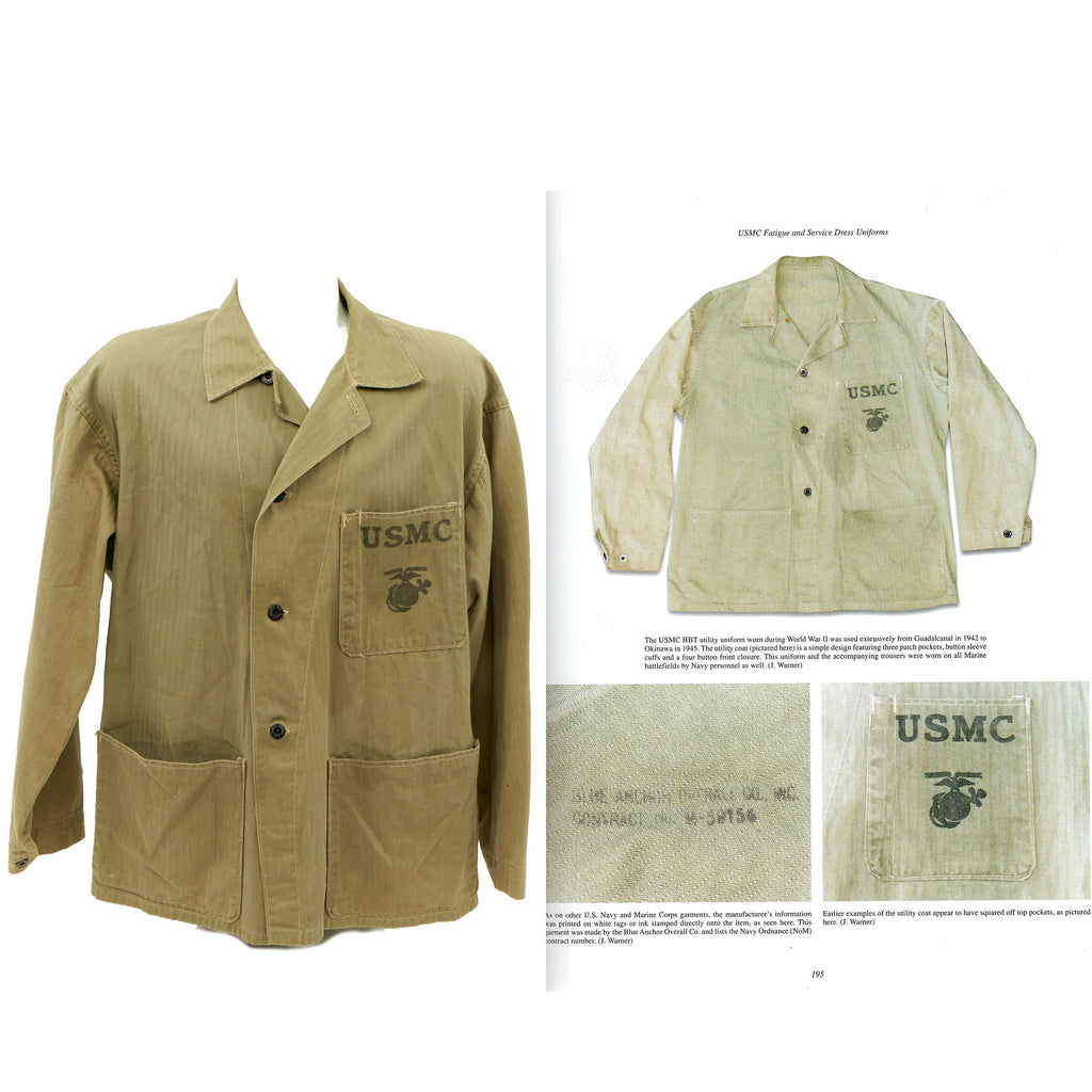 Original U.S. WWII Marine Crops USMC HBT Herringbone Twill P41 Utility Jacket - As Seen In Book Original Items
