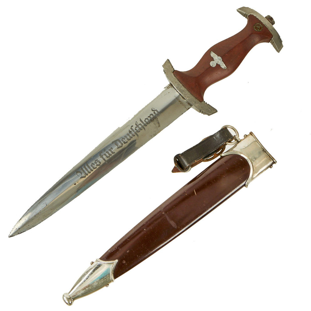 Original German WWII SA Dagger by Rare Maker C.D. Schaaff with Scabbard & Hanger Loop - RZM M7/56 Original Items