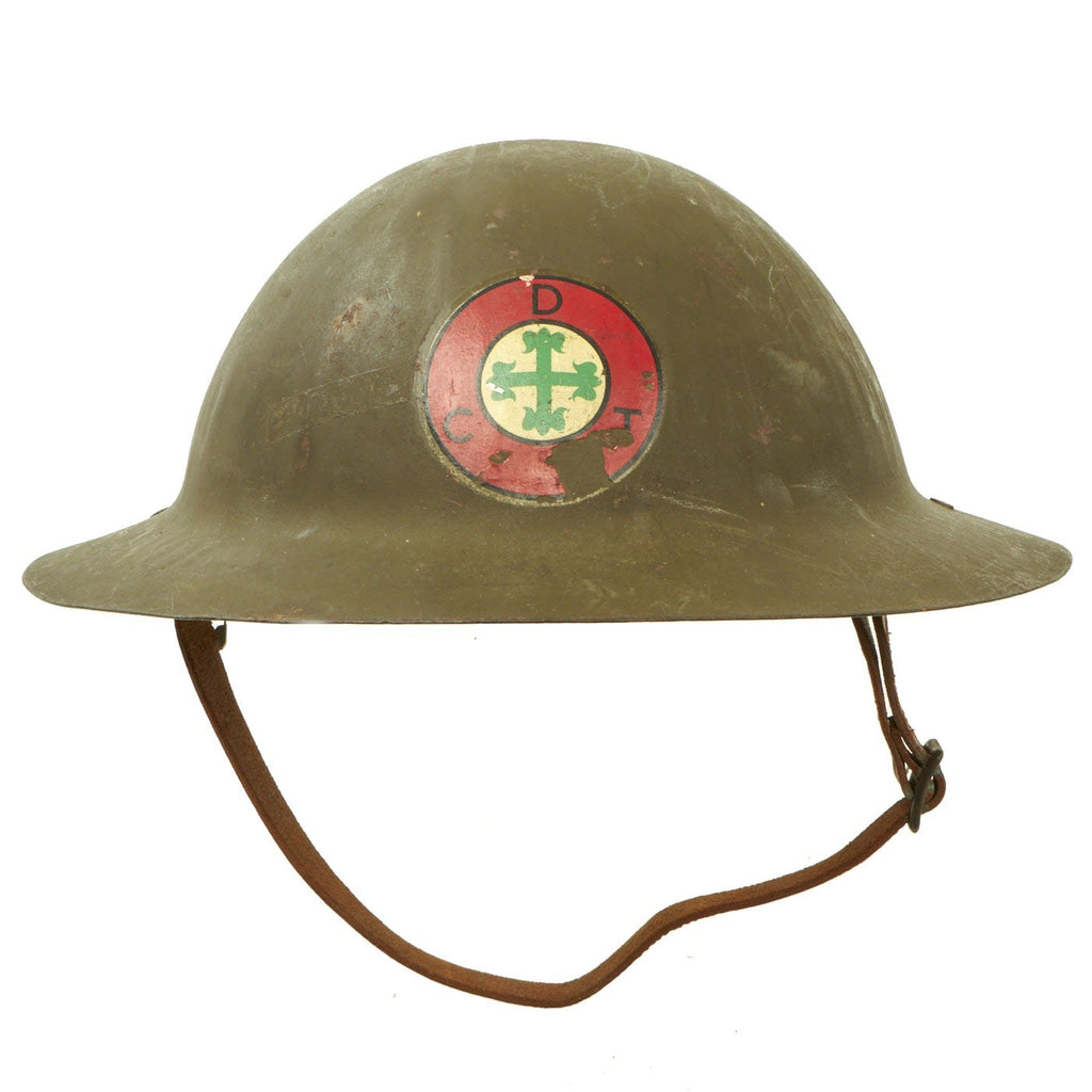 Original Portuguese WWI British-Made M1916 Brodie Helmet with Territorial Civil Defense Decal Original Items