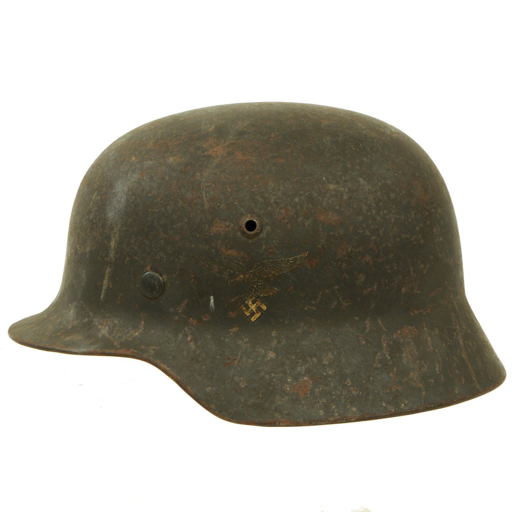 Original German WWII USGI Bring Back Barn Find Luftwaffe M35 Droop Tail Double Decal Steel Helmet - ET66 Original Items