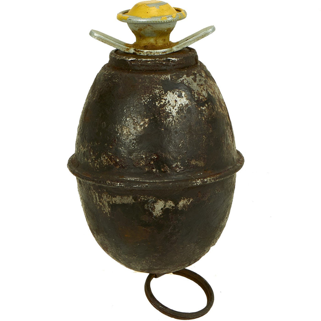 Original German WWII Model 39 Inert Egg Hand Grenade with Yellow Fuze - Eierhandgranate Original Items