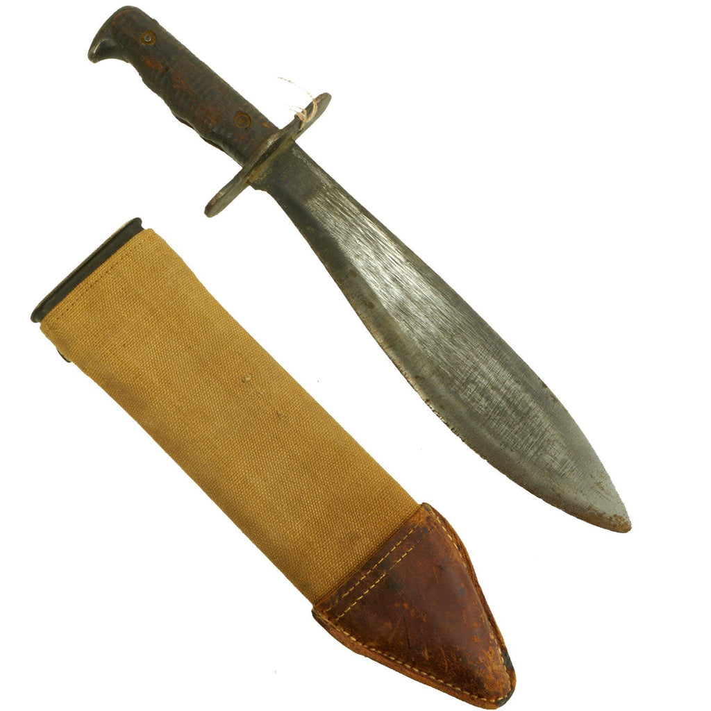 Original U.S. WWI Model 1917 Bolo Knife by Plumb St. Louis with Canvas Scabbard - dated 1918 Original Items