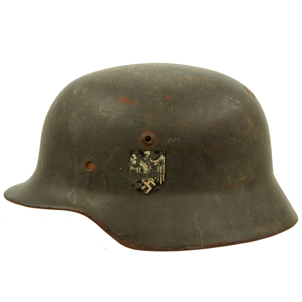 Original German WWII Named Extra Large M35 Single Decal Army Heer Helmet with 60cm Liner - NS68 Original Items