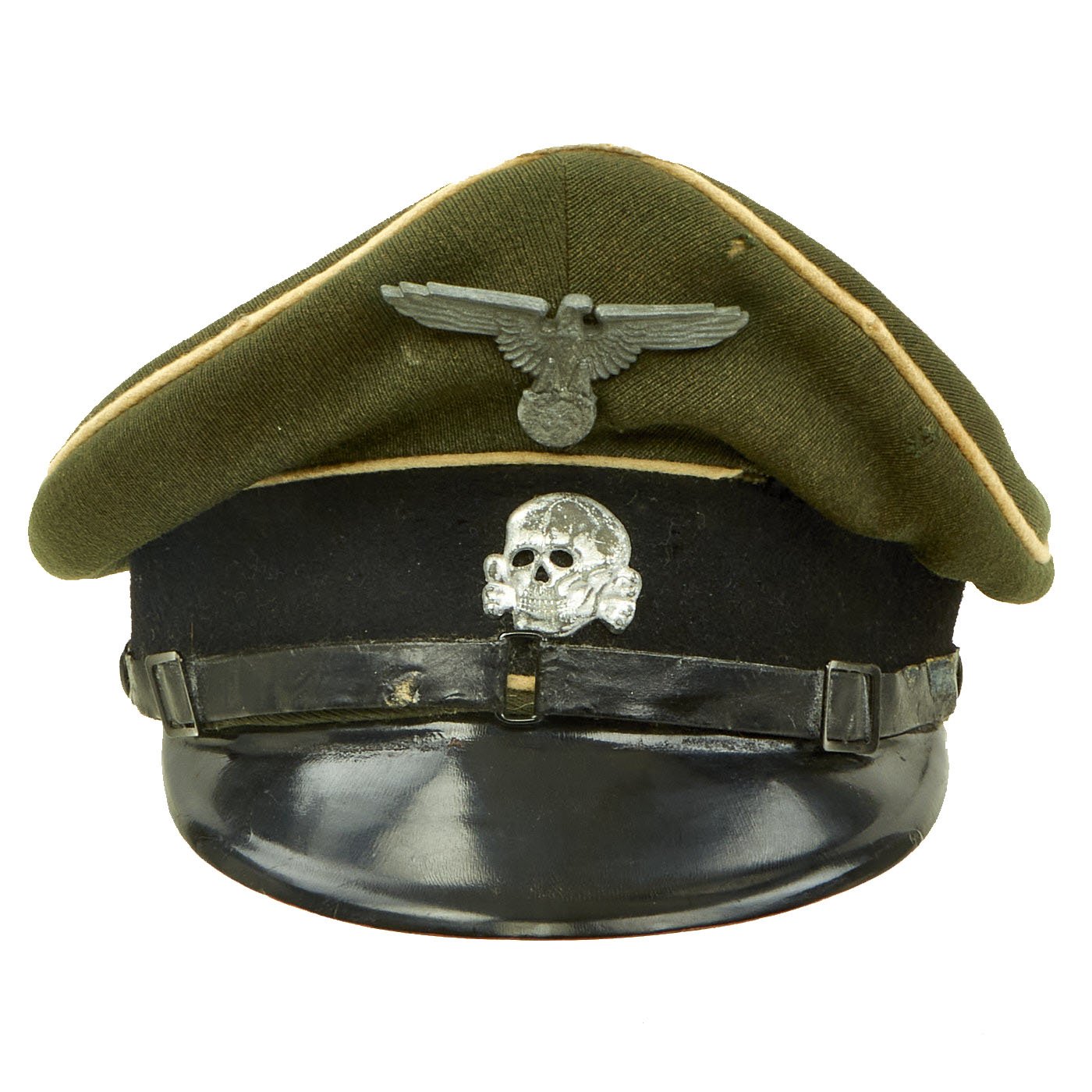 Visor Rare International Antiques Original Waffen EM/NCO German – SS WWII Military Crusher Schirmmütze C