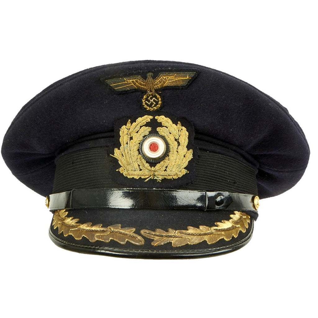 Original German WWII Kriegsmarine Navy Blue Field Grade Officer Visor Cap - Schirmmütze Original Items