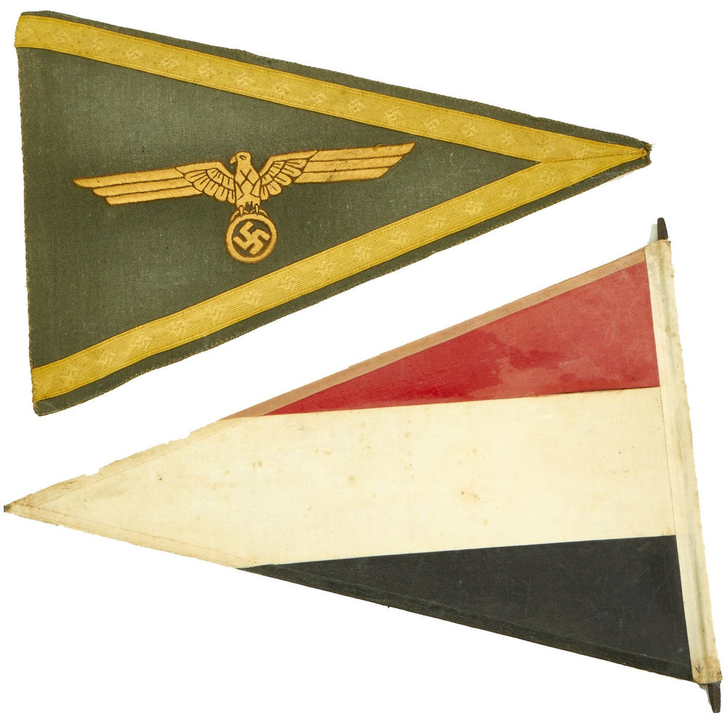 Original German WWII Heer Army Divisional Commander General's Rigid Vehicle Staff Pennant Flag Set Original Items