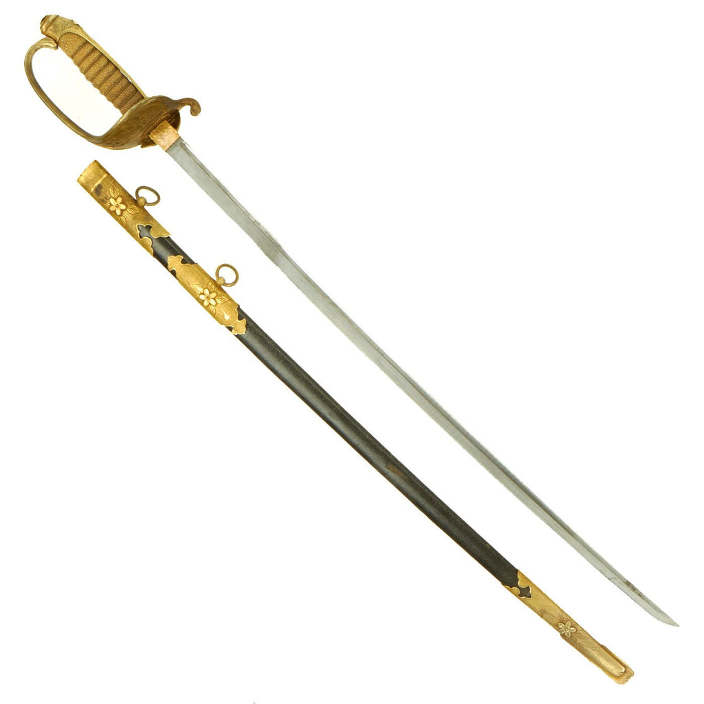 Original Japanese WWII Navy Officer Model 1883 Kyu-Gunto Sword with Sharkskin Parade Scabbard Original Items