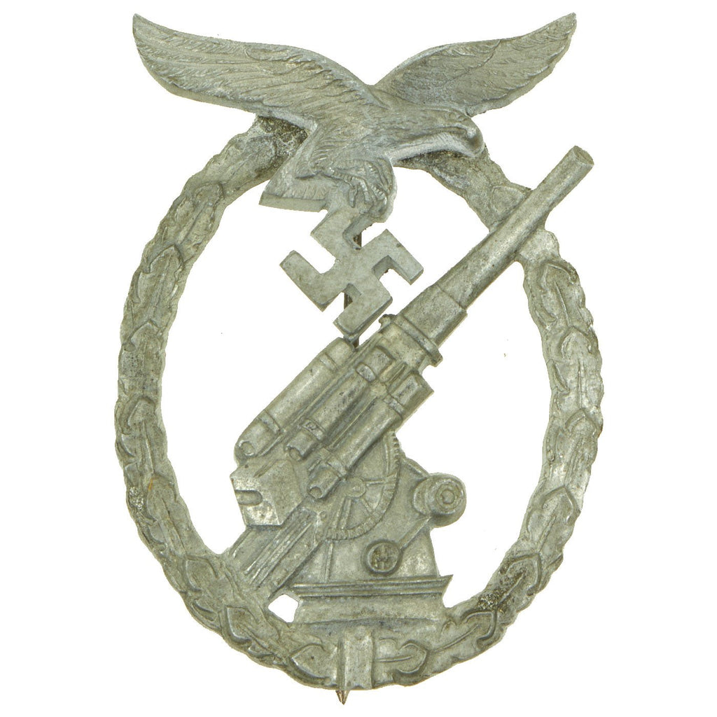 Original German WWII Luftwaffe Anti-Aircraft Flak Battle Badge - Solid Back Original Items