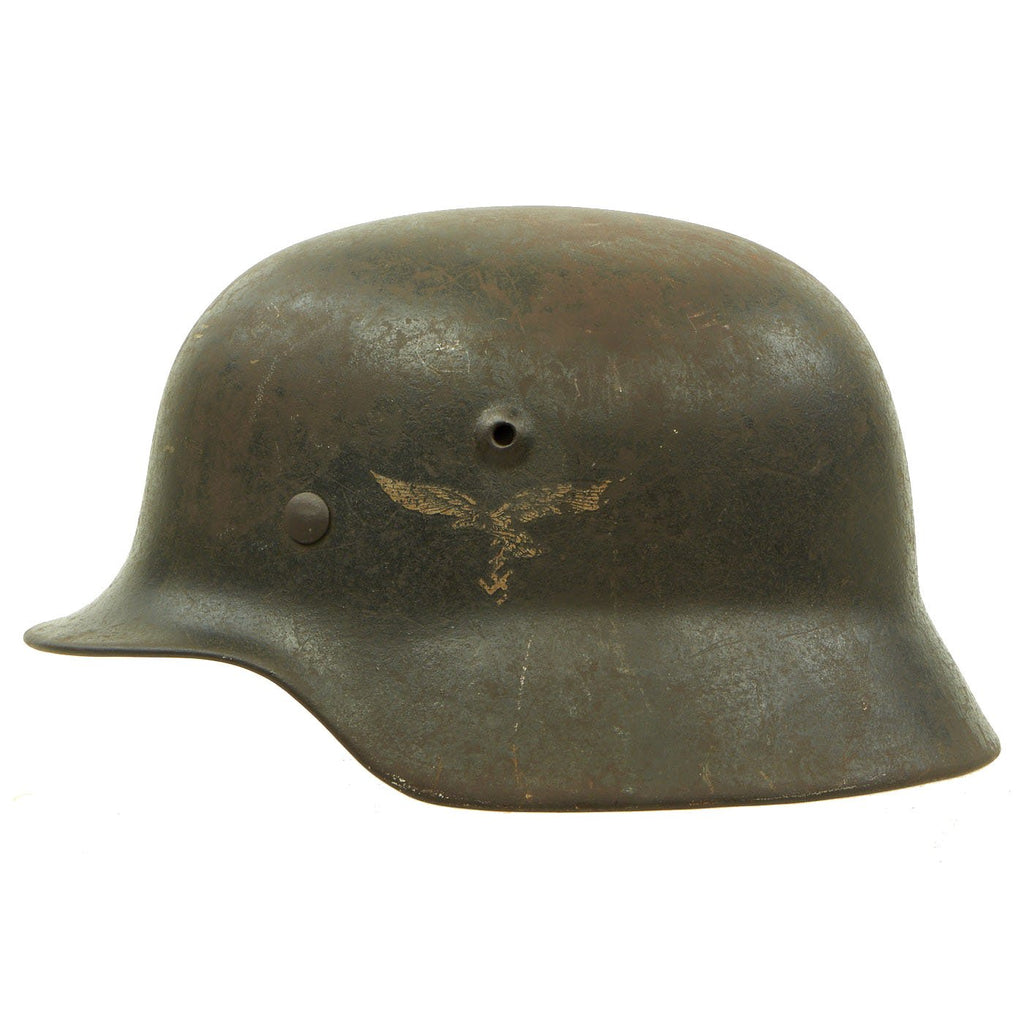Original German WWII Service Worn M40 Single Decal Luftwaffe Helmet with 57cm Liner - SE64 Original Items