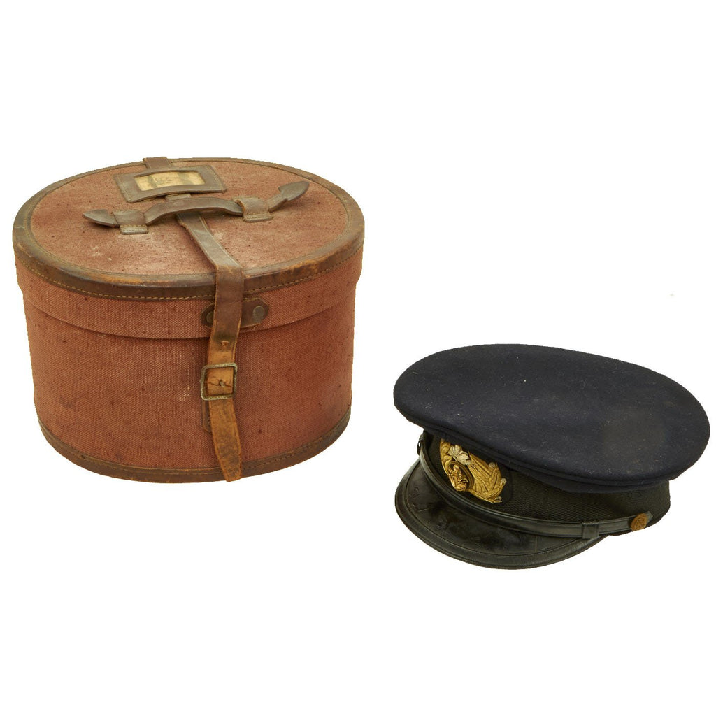 Original WWII Imperial Japanese Navy IJN Officer Visor Cap with Carry Case Original Items