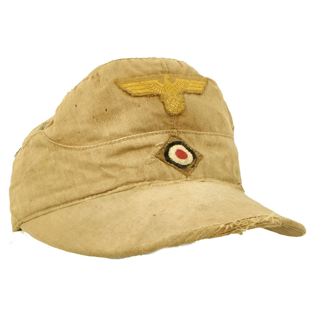 Original German WWII Service Worn M43 Afrika Korps Kriegsmarine Coastal Artillery M43 Field Cap Original Items