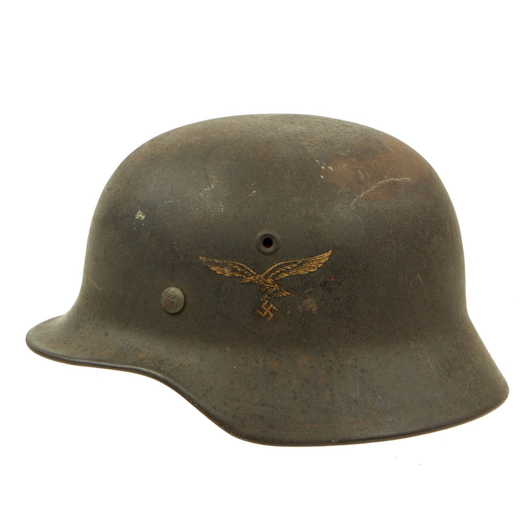 Original German WWII M40 Service Worn Single Decal Luftwaffe Helmet - marked E.F.62 Original Items